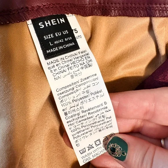 SHEIN Deep Red Faux Leather Trousers - Picture 4 of 4